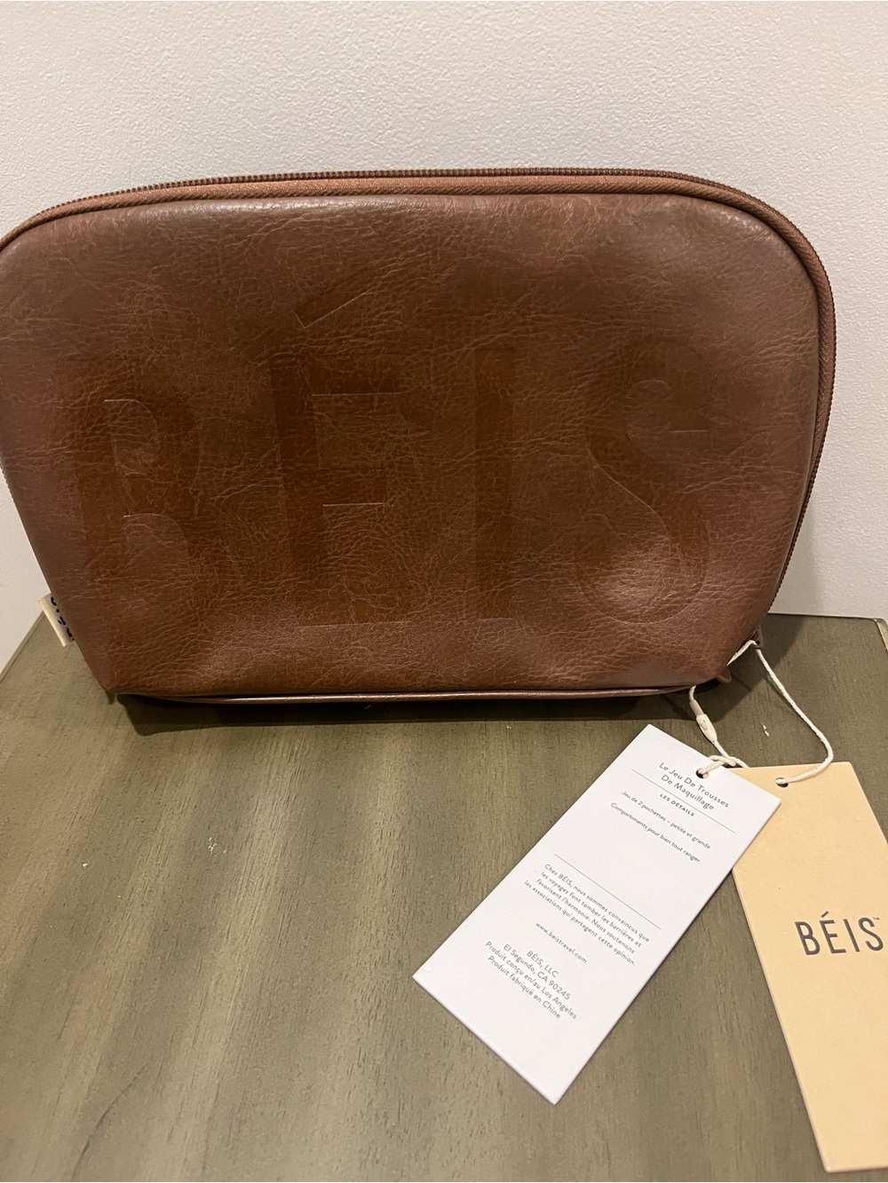 BEIS Brown Faux Leather Cosmetic Case